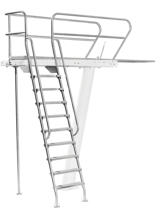 3 Meter Deluxe Commercial Pool Diving Tower With Right Ladder - Includes Anchor Jigs and Mounting Hardware