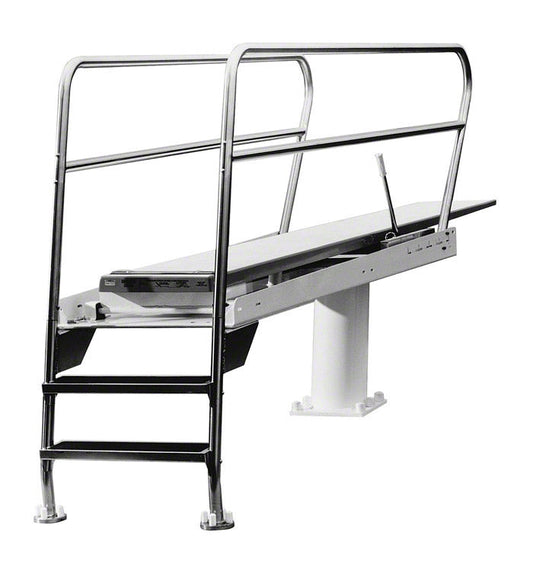 1 Meter Deluxe Commercial Pool Diving Tower With Heel Ladder - Includes Alternate Jig and Mounting Hardware