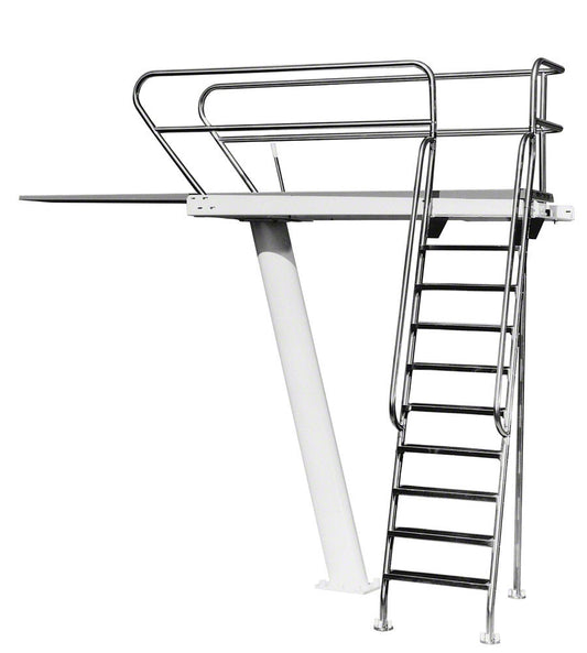 3 Meter Deluxe Commercial Pool Diving Tower With Left Ladder - Includes Anchor Jigs and Mounting Hardware